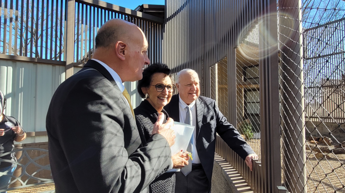 Chairman John “Rocky” Barrett and Vice-Chairman Linda Capps visit the CPN Eagle Aviary with Air Force Sustainment Center Executive Director Dennis D’Angelo.
