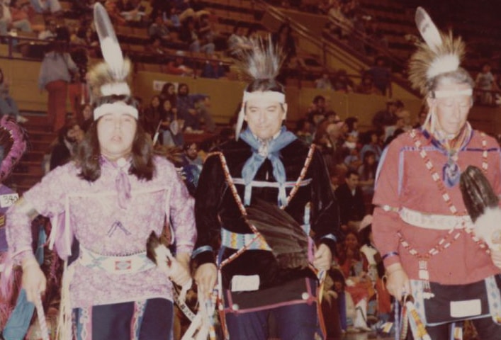 Dr. Shaw (left) at the University of Washington's 1978 student pow wow.
