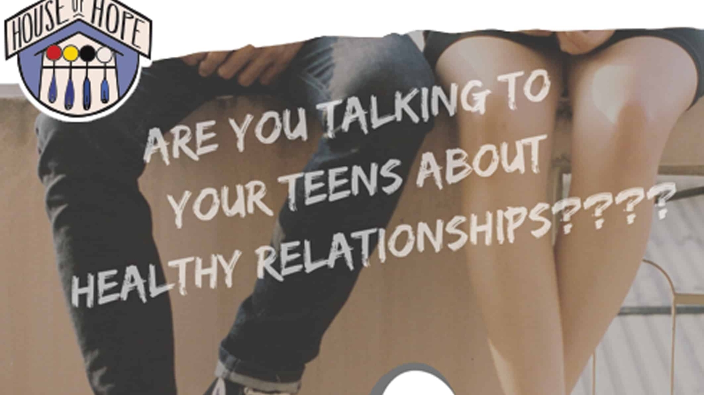 Teen Dating Violence Awareness Month infographic displaying statistics of teen dating violence. 1 in 3 high school students experience either physical or sexual violence by someone they are dating. 72% of middle schoolers are dating. 2 out of 3 teens in an abusive relationship never tell anyone about it.