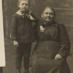 Archival portrait of Elizabeth Hardin with grandson John boy Anderson.