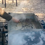 Relatives in Forest County boil sap to make maple syrup.